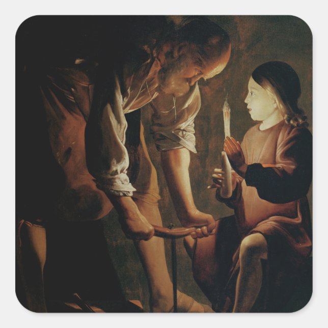 Pegatina Cuadrada San José, el carpintero (Anverso)