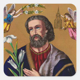 Pegatina Cuadrada San José Guardián de la Sagrada Familia