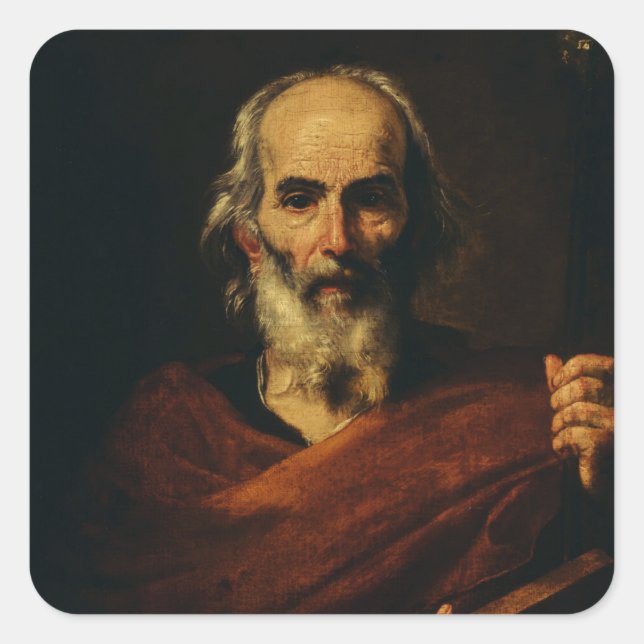 Pegatina Cuadrada San José por Jusepe de Ribera (Anverso)