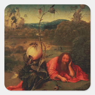 Pegatina Cuadrada San Juan Bautista en Meditación