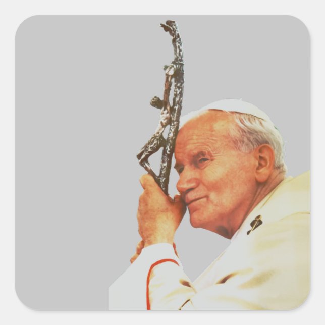 Pegatina Cuadrada San Juan Pablo II (Anverso)