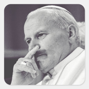 Pegatina Cuadrada San Juan Pablo II El Gran Comunicador Arte Fino