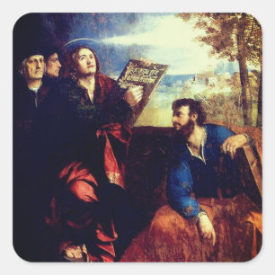 Pegatina Cuadrada San Juan y San Bartolomé (derecha) por Dosso Dossi