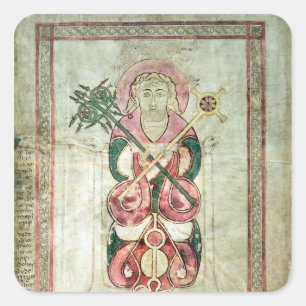 Pegatina Cuadrada San Lucas y su ternera alada