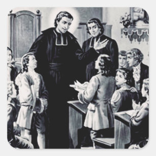 Pegatina Cuadrada San Luis de Montfort sacerdote francés