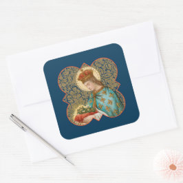 Pegatina Cuadrada San Luis el Rey en una hoja de quatrefoil con púas