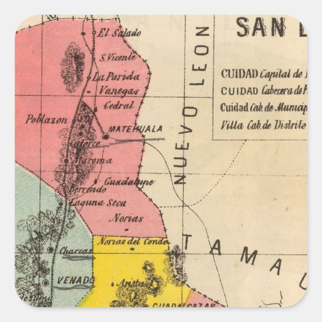 Pegatina Cuadrada San Luis Potosi, México (Anverso)