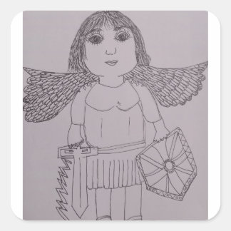 Pegatina Cuadrada San Miguel el Arcángel Blanco y Negro