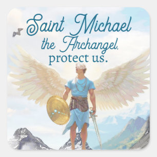 Pegatina Cuadrada San Miguel el Arcángel nos protege