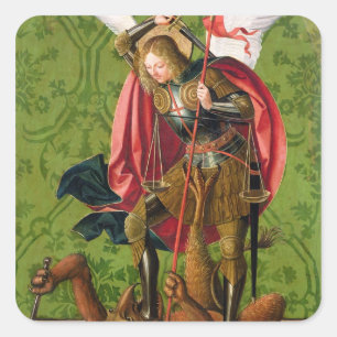 Pegatina Cuadrada San Miguel que mata al dragón