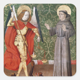 Pegatina Cuadrada San Miguel y San Francisco de Asís, c.1480