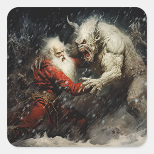 Pegatina Cuadrada San Nicolás VS Krampus