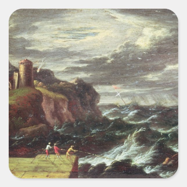 Pegatina Cuadrada San Pablo llegando a Malta (Anverso)