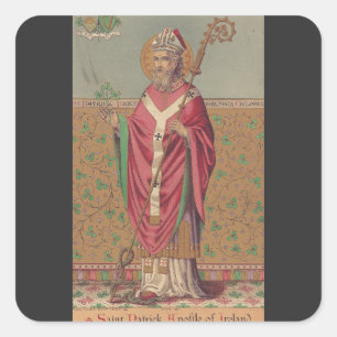 Pegatina Cuadrada San Patricio de Irlanda Arte Céltico Sagrado