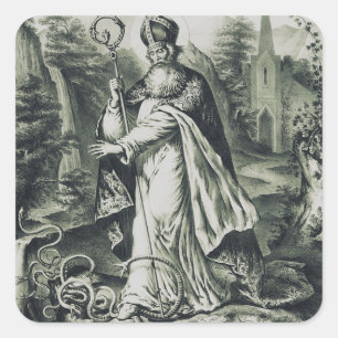 Pegatina Cuadrada San Patricio patrón de Irlanda