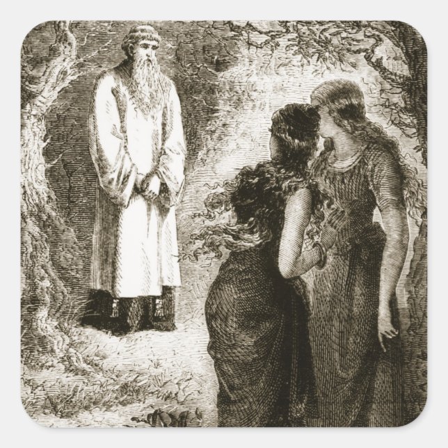 Pegatina Cuadrada San Patricio se encontró con vírgenes en la madera (Anverso)