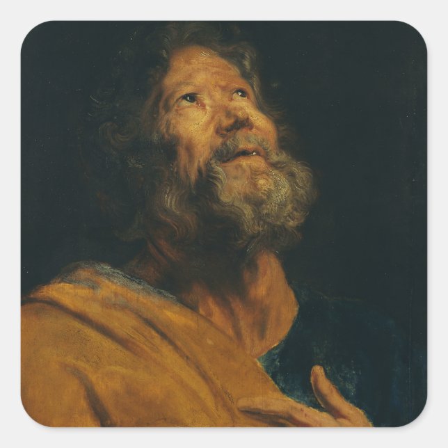 Pegatina Cuadrada San Pedro por Antoon van Dyck (Anverso)
