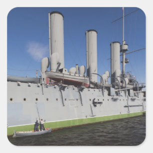 Pegatina Cuadrada San Petersburgo, Cruiser Aurora