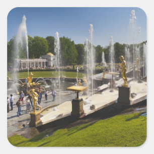 Pegatina Cuadrada San Petersburgo, fuentes de la Gran Cascada