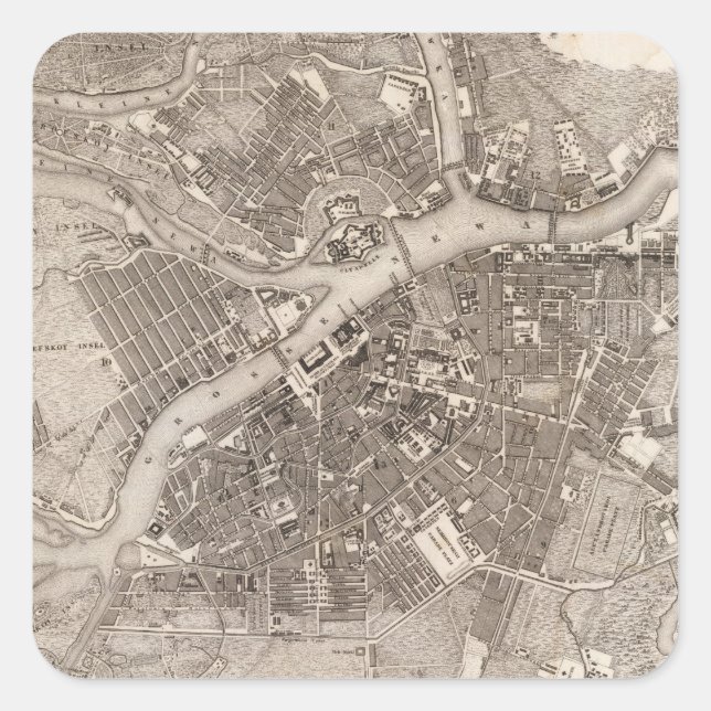 Pegatina Cuadrada San Petersburgo, Rusia (Anverso)