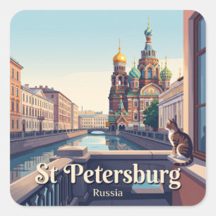 Pegatina Cuadrada San Petersburgo Rusia
