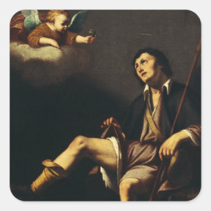 Pegatina Cuadrada San Roque y el Ángel de Guy François