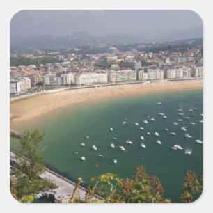Pegatina Cuadrada San Sebastián, España. La ciudad vasca de San