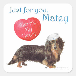 Pegatina Cuadrada San Valentín de Dachshund