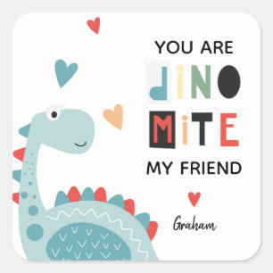 Pegatina Cuadrada San Valentín dinomita