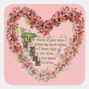 Pegatina Cuadrada San Valentín victoriano con sentimiento irlandés
