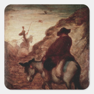 Pegatina Cuadrada Sancho y don Quijote, siglo XIX