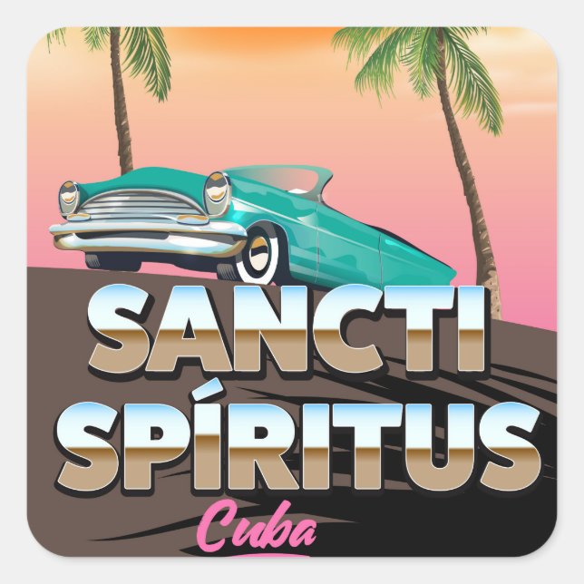 Pegatina Cuadrada Sancti Spíritus Cuba (Anverso)