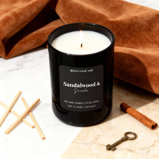 Pegatina Cuadrada Sandalwood & Suede Custom Candle - Black Sticker 