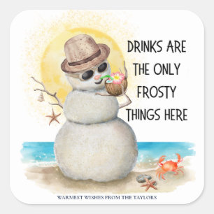 Pegatina Cuadrada Sandman Beach Frosty Bebe Navidades