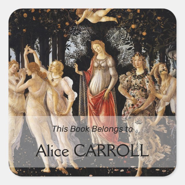 Pegatina Cuadrada Sandro Botticelli - La Primavera (Anverso)