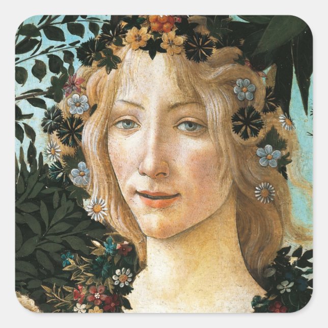 Pegatina Cuadrada Sandro Botticelli "Primavera - Flora" Palo cuadrad (Anverso)