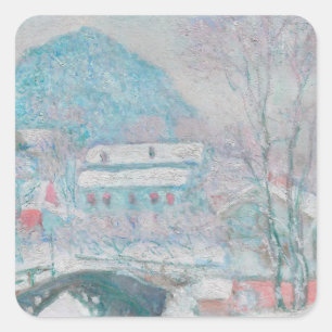 Pegatina Cuadrada Sandvika, Noruega (1895) Arte fino de la nieve de 