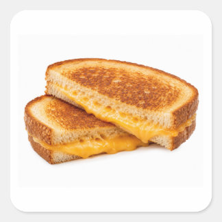 Pegatina Cuadrada Sándwich de queso a la parrilla aislado