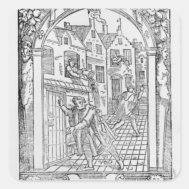 Pegatina Cuadrada Saneamiento en la Edad Media (Anverso)