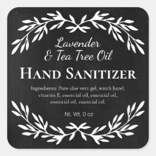 Pegatina Cuadrada Sanitizador De Mano Vintage Black And White DIY