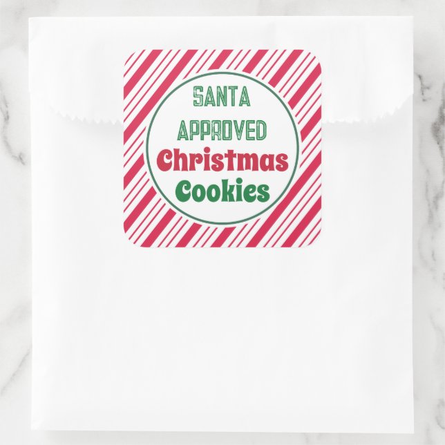 Pegatina Cuadrada Santa Approved Christmas Cookies Stickers  (Bolso)