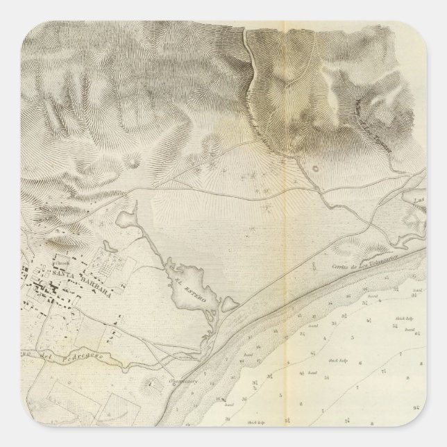 Pegatina Cuadrada Santa Barbara, Calif (Anverso)