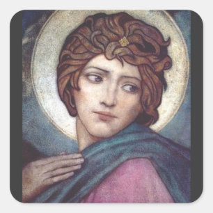 Pegatina Cuadrada Santa Brígida de Kildare Arte Céltico Sagrado