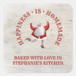 Pegatina Cuadrada Santa Casera Horneada Con Navidades De Amor