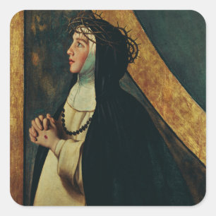 Pegatina Cuadrada Santa Catalina de Siena por Juan Bautista Maino