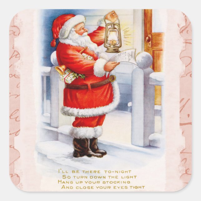 Pegatina Cuadrada Santa Claus (Anverso)
