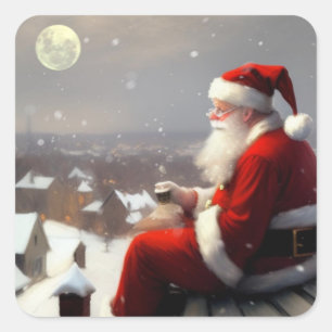 Pegatina Cuadrada Santa Claus