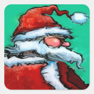 Pegatina Cuadrada Santa Claus