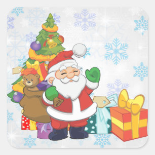 Pegatina Cuadrada Santa Claus