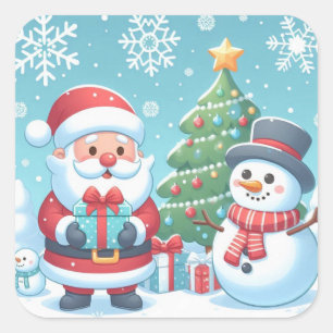 Pegatina Cuadrada Santa Claus